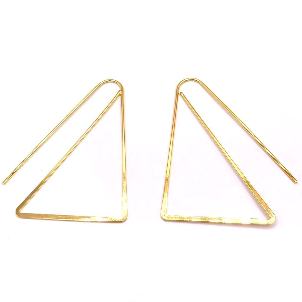 Gold Triangle Geometric Threader Earrings